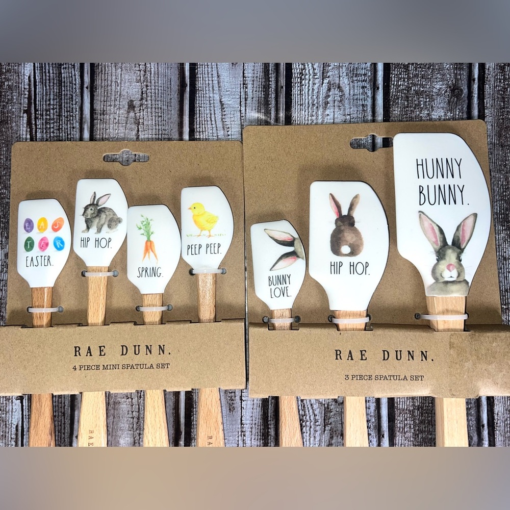 2 Sets (7) Rae Dunn Easter Spatula Sets Hunny‎ Bunny Easter Eggs NEW!